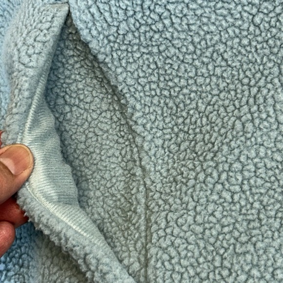 Columbia Lodge Sherpa Fleece Pullover 1/2 Snap Boxy Peach Cream Blue Women's XXL - Picture 8 of 10